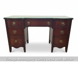Vintage Mahogany Vanity Desk with Mirror