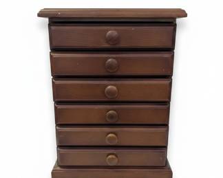 Vintage Wooden Spool Cabinet with Drawers