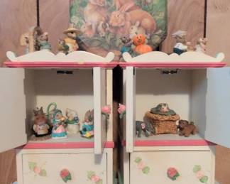 Charming Tails Easter Parade Bunny Figurines with Display Cabinets