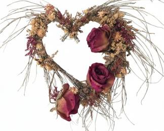 Dried Floral Heart Wreath with Roses