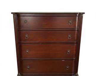 Bombay Company Mahogany Finish Four Drawer Chest with Brass Ring Pulls and Vanity Items