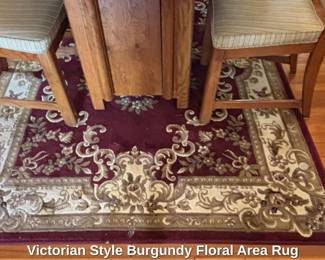 Victorian Style Burgundy Floral Area Rug