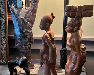 African hand carved art circa 1960. Pottery Angel image.