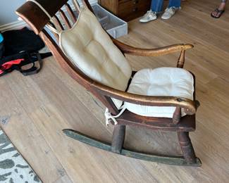 Peak Mormon History here! This rocker was owned by Hoasea Cushing - When Brigham Young was first entering the Salt Lake Valley - he was ill, Hosea Cushing - the adopted son of Heber C Kimball, drove in the first wagon train to get to the valley.   