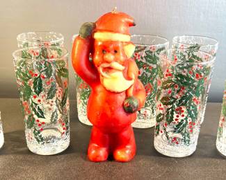 Vintage wax Santa and Christmas tumblers