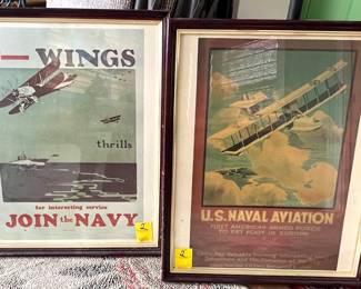 Two aerial theme framed art