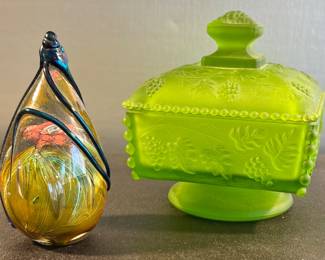 Signed paperweight, Westmorland candy dish
