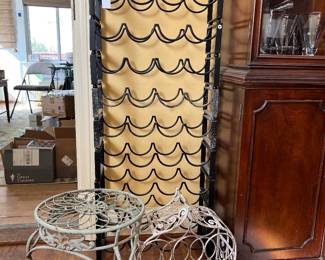 Wine racks, small iron table