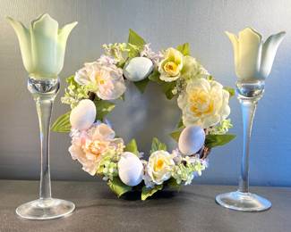 Tulip candleholders, Easter wreath