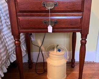 Bedside table, milk can