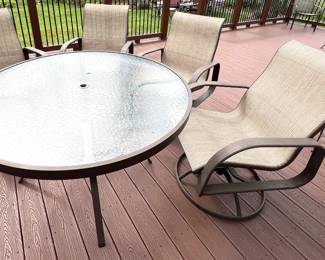 Patio table and fabric covered chairs