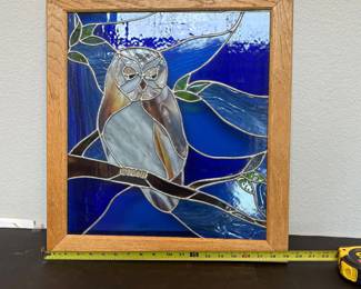 ar Handcrafted Acrylic Panel Owl Window Panel with Oak Frame