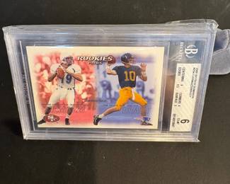 cc Skybox Dominion 234 Rookie Pairs Football Card Featuring Tom Brady and Giovanni Carmazzi