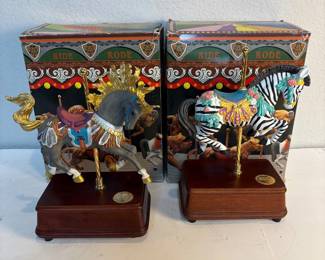 z Two Carousel Lot of The S.F. Music Box Co. Musical Collection with Boxes