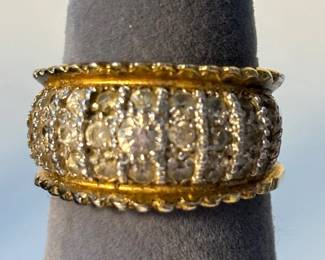 j TwoTone .925 Silver and Clear Gem Pave Cocktail Ring