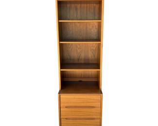 f Two piece Wood Shelf and Drawer Unit
