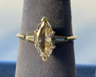j Elegant MarquiseCut CZ Solitaire Ring in 14K Gold Setting