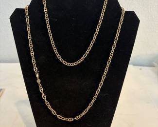 j terling Silver Gold Tone Mariner Anchor Link Style Necklace