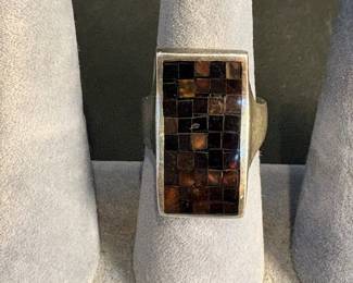 j Thailand Silver Ring with Mosaic Inlay