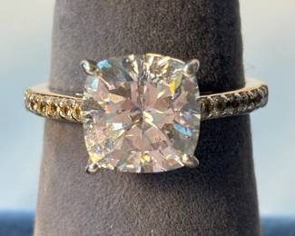 j Sterling Silver CushionCut Engagement Style Ring With Small Gemstones