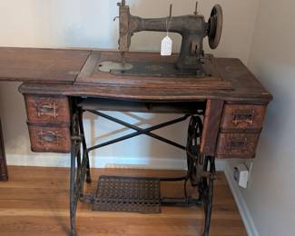 Vintage White treadle sewing machine 