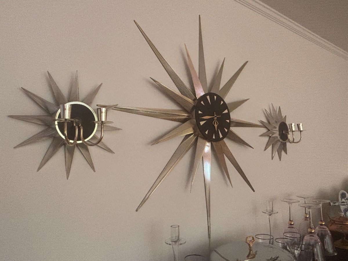 MCM star clock with sconces