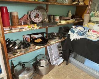 Vintage thermos, pots, pans etc. 