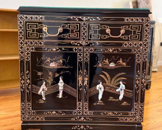 MCM Chinese Black Lacquer Cabinet