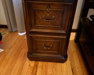 pair of tall locking side tables, night stands 