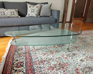 008 – Mid-Century Style Oblong Glass Coffee Table (Two Tier)