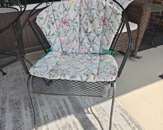 021 – Vintage Wrought Iron Patio Set (Table + 4 Chairs w/ Cushions)   Table – 42 x 31 | Chairs – 24 x 26 x 31