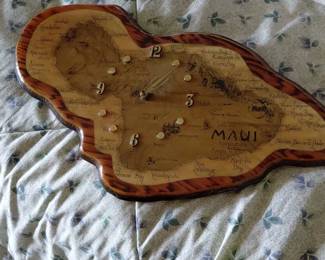 Maui Map Shaped Wooden Clock