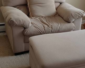 Oversized Corduroy Armchair and Storage Ottoman