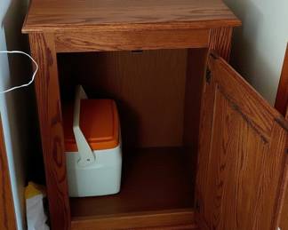 Solid Oak Ice Box Style End Table second image