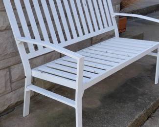 White Metal Garden Bench second image