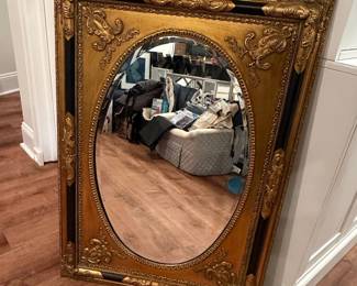 Ornate Gilt Wood Mirror with Oval Glass