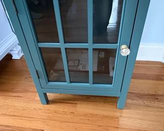 Teal Blue Windham Accent Cabinet with Glass Door