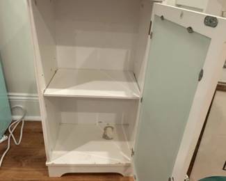 White Single Door Storage Cabinet with Frosted Glass second image