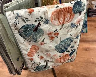 Pumpkin and Floral Print Fabric Swatch