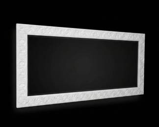 Ornate White Carved Wood Framed Mirror