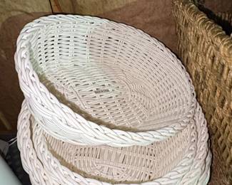 Set of White Round Woven Baskets second image