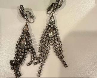 Rhinestone Chandelier Dangle ClipOn Earrings