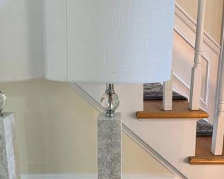 Jonathan Y Claire Crystal Accent Table Lamp with Marble Inlay Column