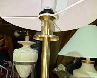 Brushed Brass Table Lamp with Integrated USB Ports and Outlet second image