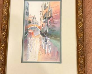 Venice Canal Watercolor Painting by Vaud