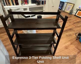 Espresso Tier Folding Shelf Unit