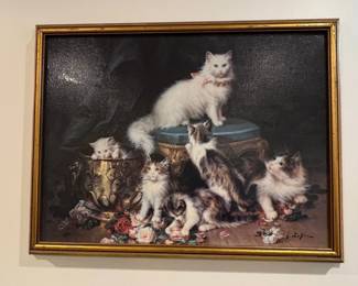 Kittens with Roses Painting by J. LeRoy