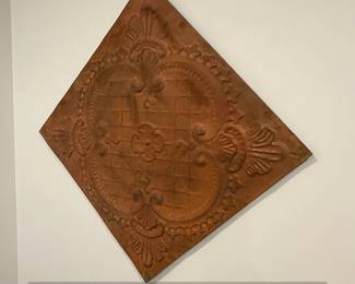Antique Embossed Tin Ceiling Tile  Floral and Acanthus Leaf Motif