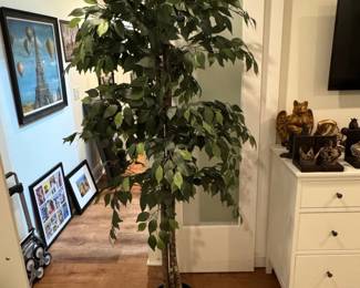 Nearly Natural ft Triple Trunk Artificial Ficus Tree in Pot
