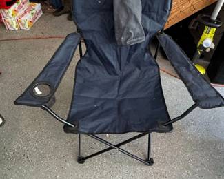 Navy Blue Folding Camping Chair with Cup Holder